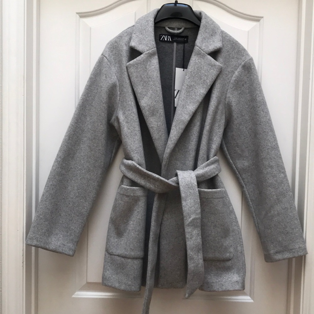 Gray Zara Belted Coat XS NWT Warm & Cozy